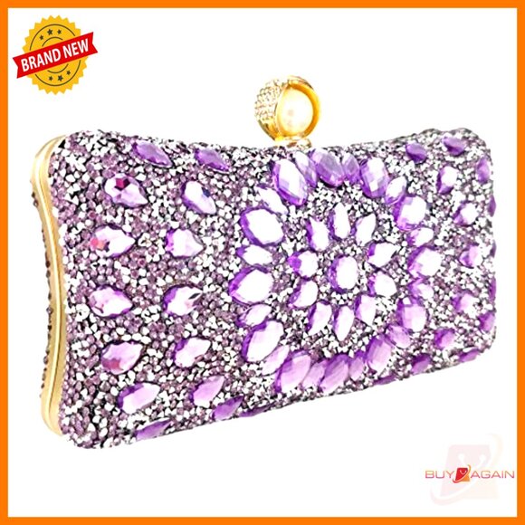 Mini Rhinestone Clutch Purse with Pearl Clasp, Evening Bag for Weddings & - Picture 4 of 7